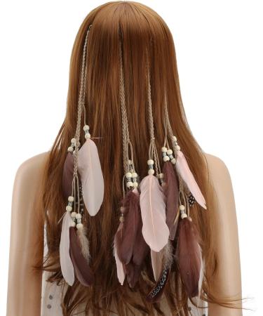 MWOOT Feather Hair Clips - Boho Hippie Extensions with Tassel, Beads, and Hemp Rope - Perfect for Women's Halloween Party Costume - Buy Online on GoSupps.com