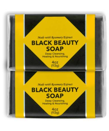 R-NEU Natural African Black Soap Bar with Rosemary Extract Face & Body Wash 4 oz Each (2 Pack) 1 Count (Pack of 2)