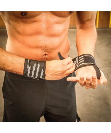 WOD Nation Wrist Wraps for Men & Women - Set of 2 Weightlifting Wraps for Crossfit & Cross Training - 12 Inch - Includes Carrying Bag - Black & Grey - Buy Online on GoSupps.com