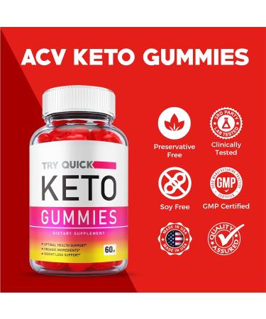 2 Pack Try Quick Keto ACV Gummies with B12, B6, Beet Root Juice - Vegan Non GMO Formula (120 Gummies) - Buy Online on GoSupps.com