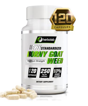 herbolab Horny Goat Weed Extract Standardized to 10% Icariin 250mg x 120 Capsules (AKA Epimedium Extract Barrenwort Bishop s Hat Fairy Wings Yin Yang Huo)