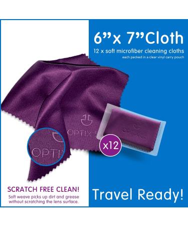 Microfiber Cleaning Cloths 12 Pack in Vinyl Pouches | Glasses & Electronics Cleaner (Purple) - Buy Online on GoSupps.com