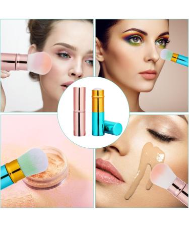 Retractable Foundation Brush 2 Pack Travel Blush Brush Kabuki Brush Portable Powder Foundation Brush with Cover for Blush Bronzer Buffing Highlighter Powder Cosmetics (Blue & Pink) Blue & Pink Gold - Buy Online on GoSupps.com
