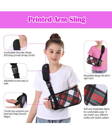 Buy Kids Arm Sling - Soft Plaid Shoulder Immobilizer for Children - Breathable Fabric & Adjustable Buckle - Red (Large) | International Shipping Available - Buy Online on GoSupps.com