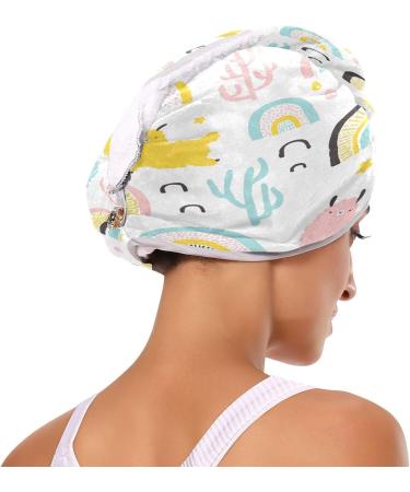 Llamas with Rainbows Quick Dry Hair Cap Set | 2-Piece Super Absorbent Towel & Button Headband | Soft & Comfortable for All Hair Types - Buy Online on GoSupps.com