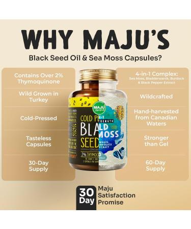 Maju Superfoods 4-in-1 Sea Moss Capsules and Black Seed Oil Capsules Bundle - Buy Online on GoSupps.com