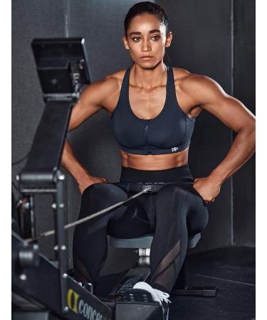 Yvette Zip Front High Impact Sports Bra - Black XL Plus - Women's Workout Fitness Running Bras - Buy Online on GoSupps.com