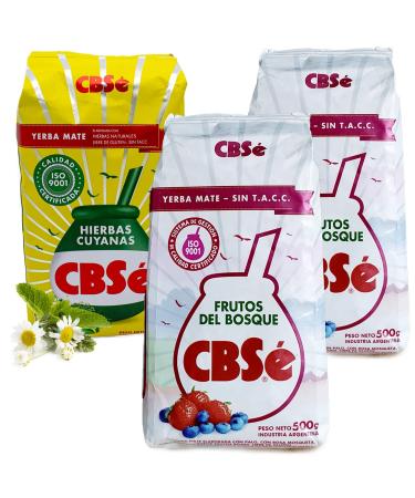 CBS Yerba Mat Fruits de la For t 2x0.5 kg + CBS Yerba Mat Herbes de Cuyan 0.5 kg |Th mat d'Argentine | Boisson revigorante et nergisante Fruits + Herbes de Cuyan