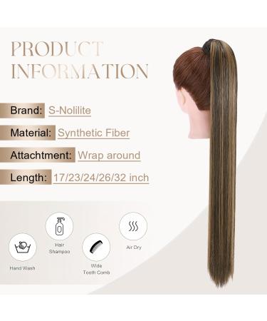 Buy Pference Clip-In Ponytail Extensions - 81cm Long Smooth Dark Brown & Sand Blonde Hair - Buy Online on GoSupps.com