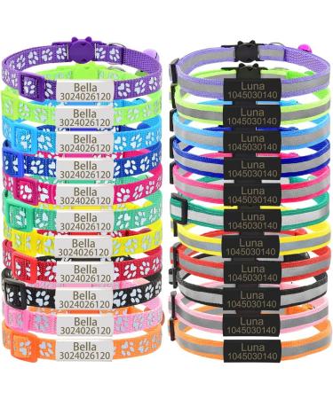 2 Pack Personalized Reflective Cat Collar with Breakaway Safety Feature - Custom Name Tag and Bell - Adjustable Sizes for Girls & Boys - Hot Pink - Buy Online on GoSupps.com