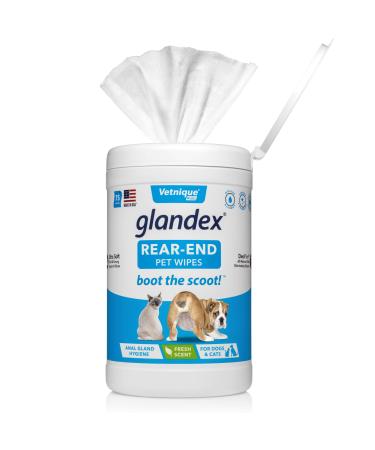 Glandex Dog Wipes for Pets Cleansing & Deodorizing Anal Gland Hygienic Wipes for Dogs & Cats with Vitamin E, Skin Conditioners and Aloe - by Vetnique Labs 75ct Canister