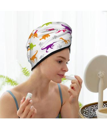 Colorful Dinosaur Microfiber Hair Towel | Super Absorbent Quick Drying Turban for Curly Long Thick Hair | Hair Wrap Bonnet Cap for Women Girls & Kids - Buy Online on GoSupps.com