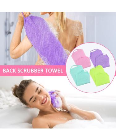 4-Pack Nylon Back Exfoliator with Handles - Exfoliating Scrubber Towel for Body Shower - Buy Online on GoSupps.com
