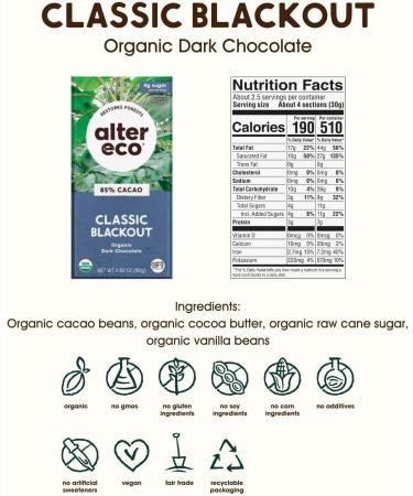 ALTER ECO Organic Dark Chocolate Classic Blackout - 85% 12 Pack brown - Buy Online on GoSupps.com