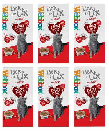 6 PACK WEBBOX LICK E LIX BEEF CAT TREATS TASTY YOGHURT SNACK 5 X 15G SACHETS - Buy Online on GoSupps.com
