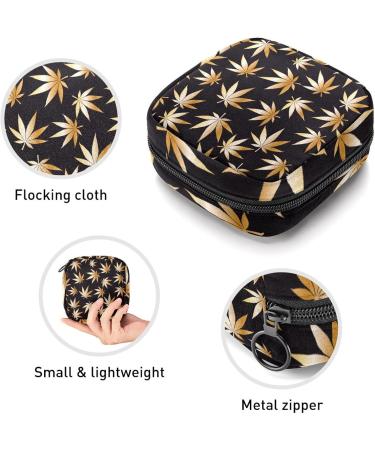 Golden Maple Leaf Tampon Storage Bag | Portable Feminine Product Organizer | Multicolored Wallet Holder 4.7x6.6x6.6 in - Buy Online on GoSupps.com