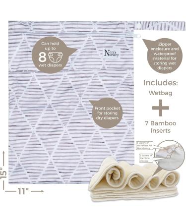 Nora's Nursery Reusable Nappies 7 Pack with Bamboo Inserts, Wet Bag - Washable, Adjustable Pocket Cloth Nappies for Newborns and Toddlers - Morning Dew 7 Count - Buy Online on GoSupps.com