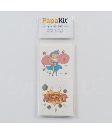 PapaKit Superheroes Temporary Fake Tattoo Set - 36 Unique Designs | Non-Toxic & Safe for Kids | Perfect Birthday Party Favor Gift - Buy Online on GoSupps.com