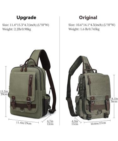 X-Large Army Green Canvas Crossbody Messenger Bag, Shoulder Sling Backpack for Travel - Buy Online on GoSupps.com