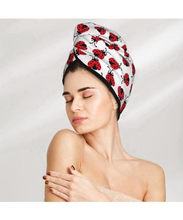 Ladybird Microfiber Hair Towel | Soft Super Absorbent Coral Velvet Wrap for Women | Quick Dry Cap for Long Curly & Thick Hair - Buy Online on GoSupps.com