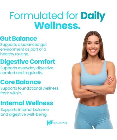 Healthfare Akkermansia Muciniphila Probiotic | 300 Billion AFU | 90 Vegan Capsules | Inulin Prebiotic for Gut Health & Digestive Support | Non-GMO Gluten-Free | Made in USA - Buy Online on GoSupps.com