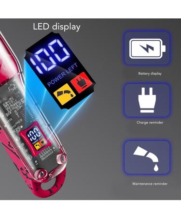 Electric Hair Trimmer Rechargeable Barber Clipper with Colorful Guided Combs LED Display Transparent Hair Cutting Tools for Home Salon (Red) - Buy Online on GoSupps.com