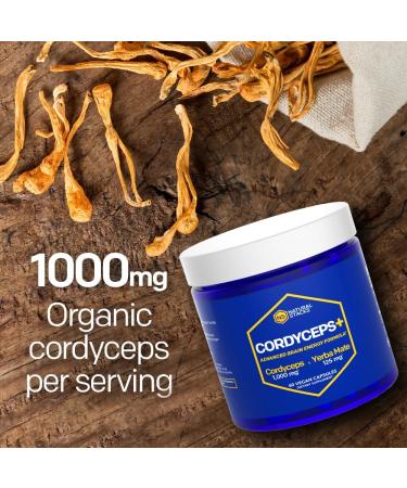 NATURAL STACKS CORDYCEPS + Lions Mane Mushroom Supplement Bundle - Supports Brain Energy and Memory* - 120 Mushroom Capsules - Buy Online on GoSupps.com