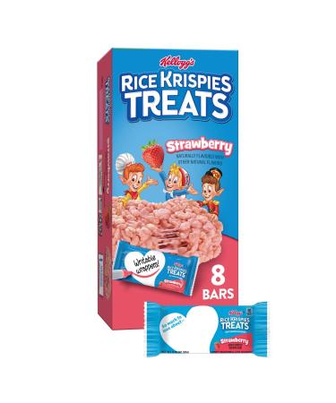 Rice Krispies Treats Marshmallow Snack Bars, Kids Snacks, Strawberry, 6.2oz Box (8 Bars)