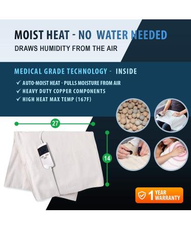 ThermoRelief Extra Hot Moist Heating Pad - Auto Shut Off for Cramps & Back Pain | King Weighted Electric Heat Therapy Pad - Buy Online on GoSupps.com