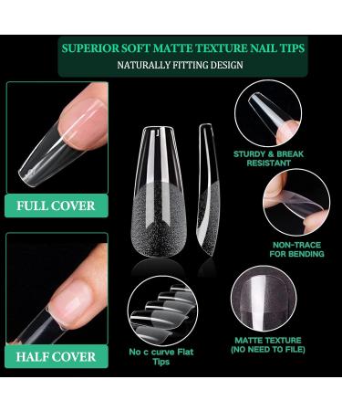 504 Pieces of Long Soft Gel Nail Tips - Pre-Buff PMMA Resin Full Cover Ballerina Nail Tips for DIY Nail Art - 10 Sizes - International Shipping - Buy Online on GoSupps.com