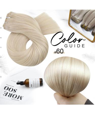 Moresoo Blonde Human Hair Weft Extensions 14 Inch - Double Weft Sew in Weave 100g - Color 60 - Pack of 1 - WEFT #60 - Buy Online on GoSupps.com