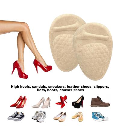 2 Pairs Ball of Foot Cushions & Gel Heel Inserts - Non-Slip Comfort Pads for High Heels | Shock Absorbing Insoles for Men & Women - Skin Color - Buy Online on GoSupps.com