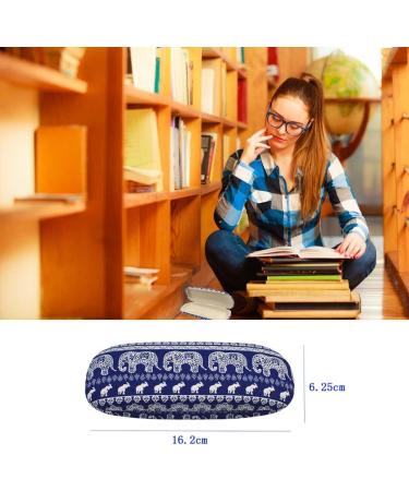SwirlColor Glasses Case Bohemia Elephant Print Glasses Case Hard Shell with Blue Cleaning Cloth (Blue Glasses Case) - Buy Online on GoSupps.com
