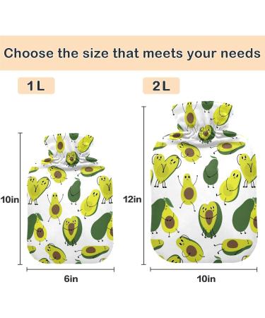 NAANLE Cartoon Avocado Hot Water Bottle - 2L Transparent Large for Bed & Pain Relief | Hand & Feet Warmer - Heat & Cold Therapy - Buy Online on GoSupps.com