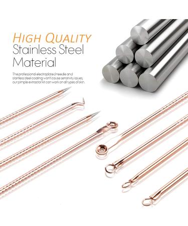 Blackhead Remover Pimple Popper Tool Kit - Professional Acne Extractor Set for Face & Nose - Blemish Whitehead Extraction Tools in Rose Gold Case - Buy Online on GoSupps.com