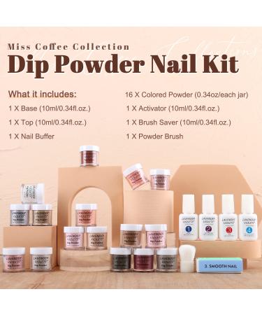 Lavender Violets 22-Piece Dip Powder Nail Kit Starter Set - Dipping Powder Liquid with Base, Top Coat, Activator, Brush, Saver, Buffer, and Design Brush for Home Salon Nail Art - M960B - Buy Online on GoSupps.com