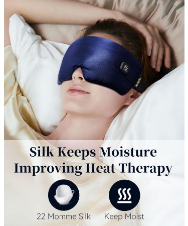 Silk Cordless Heated Eye Mask | Moist Heat Eye Compress for Dry Eyes & Stye Relief | Rechargeable & Washable | Comfortable Travel Sleep Mask in Navy Blue - Buy Online on GoSupps.com