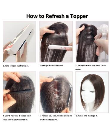 Meralona 12 Inch Real Human Hair Topper for Women with Thinning Hair - Dark Brown - Buy Online on GoSupps.com