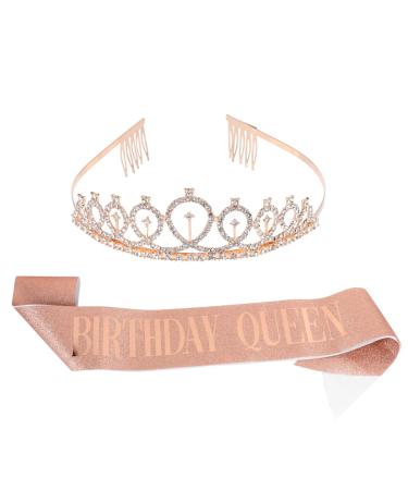 MAGICLULU 3 Sets Party Decoration Scrunchies Wedding Headpiece Bride Happy Birthday Sash Crown Party Decorative Crown Headband Gold Ceremonial Belt Alloy Material