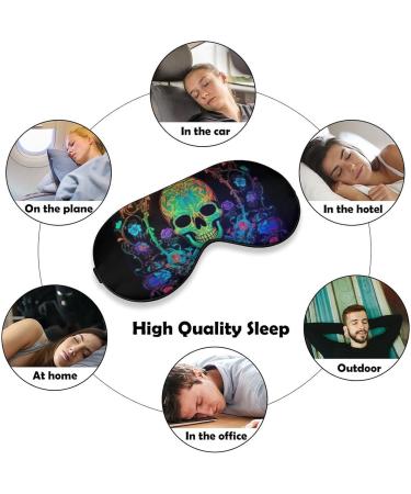 Blacklight Skull Skeleton Sleep Eye Mask & Blindfold | Elastic Strap for Women Men | Sleep Travel Nap - Buy Online on GoSupps.com