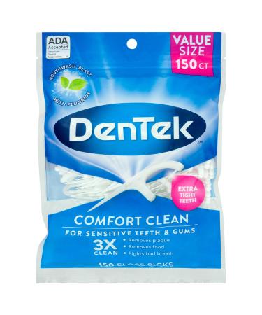 DenTek Comfort Clean Floss Picks Sensitive Gums Mouthwash Blast 150 Floss Picks