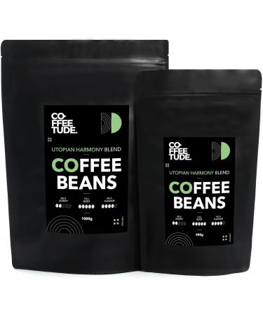 Coffeetude Utopian Harmony Blend (400g 14oz) Exclusive Arabica and Robusta Coffee Blend Whole Coffee Beans Medium roasted Ideal for Espresso Cappuccino Macchiato Latte Mocha Dark Chocolate 400 g (Pack of 1) - Buy Online on GoSupps.com