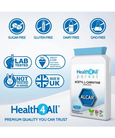 Health4All Acetyl L-Carnitine ALCAR 500mg 120 Capsules - Purest Vegan Supplement with No Additives - 120 Count - Buy Online on GoSupps.com