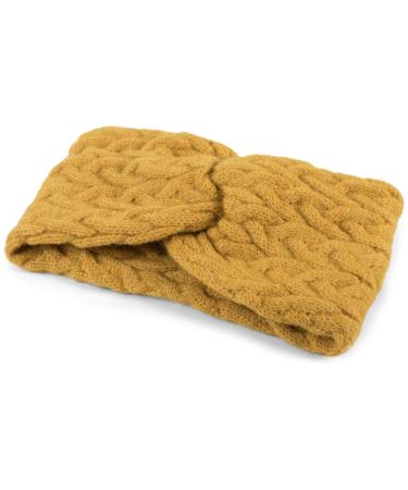 Stylbreaker Ladies Knit Headband - Warm Cable Pattern Twist Knot Hairband in Curry - Ideal Winter Accessory for Women - Buy Online on GoSupps.com