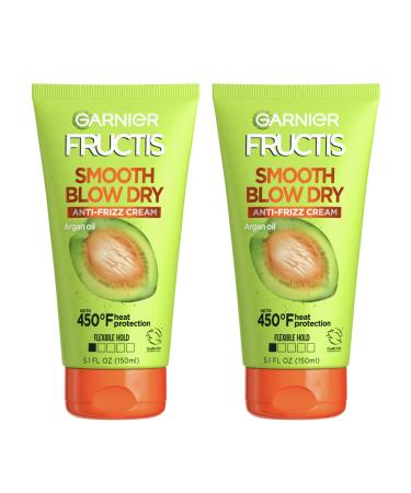 Garnier Hair Care Fructis Style Smooth Blow Dry Anti-Frizz Cream, 2 Count 2 Count (Pack of 1) Sleek