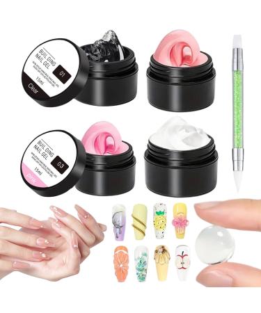 Gen rico 3D Nail Gel - 4 Colors Gel Manicure Glue | 3D Nail Molding Glue for French Daily Diamond Diamond Embossing Flexible Light Printing