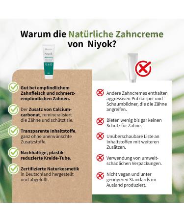 Niyok Whitening Toothpaste Mint 75ml - Natural Fluoride-Free Vegan & Eco-Friendly Remineralizing Care for White Teeth - Buy Online on GoSupps.com