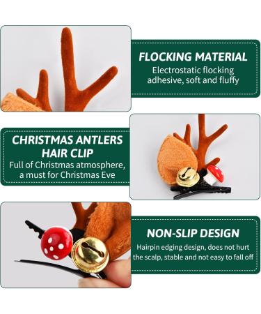 4 Pairs Christmas Deer Antler Hair Clips Cute Reindeer Antler Barrettes Plush Xmas Deer Horn Ears Hair Clips Pins Christmas Party Headwear for Girls Women - Buy Online on GoSupps.com