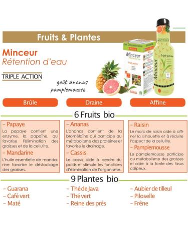 NUTRIG E - Slimming Water Retention - Organic Concentrated Drink - Triple Action - Burns Drains & Refines - 9 Organic Plants & 6 Organic Fruits - 2 x 10ml /Day - 300 ml - 15 Day Program - Made in France - Buy Online on GoSupps.com