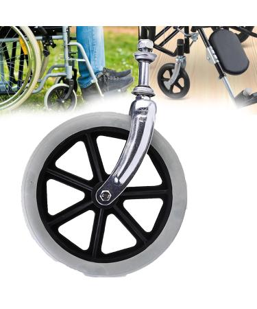 Front Wheel Wheelchair Tyre (8 Inches) Sensitive Pair Colors Available Easy to Operate+ Shock-Absorbing with Front Fork/Bearing for Elderly/Sick/Wheelchair Front Wheels 1pcs Grey 1pcs Grey